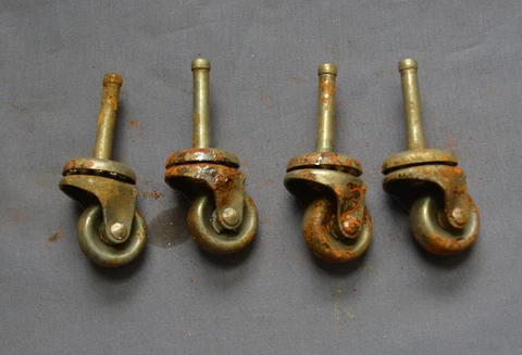 4 ANTIQUE DRESSER CABINET FURNITURE ALL STEEL STEM BALL BEARING CASTERS (G10) Cover
