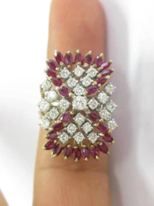 3.75ct Marquise Simulated Ruby Cocktail Ring 14kYellow Gold Plated Silver - Picture 1 of 5