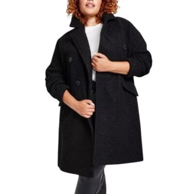 NWT - BCBGeneration Double-Breasted Bouclé Walker Coat Black, Women’s 1X - Image 1 of 4