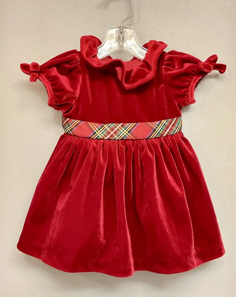 Biscotti Bebé Niñas Rojo Terciopelo Ocasión Especial Vestido y Cubierta de Pañal Talla 0-3M Foto 1 de 3