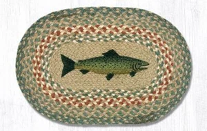 2 piezas mantel/remache/reloj ovalado trenzado de yute estampado. PECES. Alfombras de tierra.10"x15" - Imagen 1 de 1