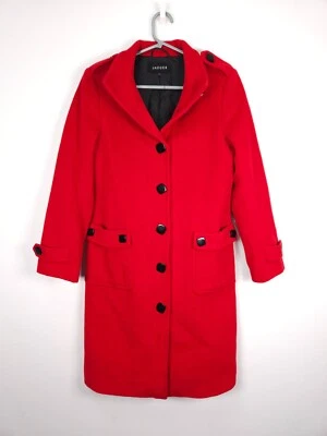 Jaeger Coat Size 10 Red Angora & Wool Single Breasted Long Sleeve Jacket Smart - Image 1 of 4