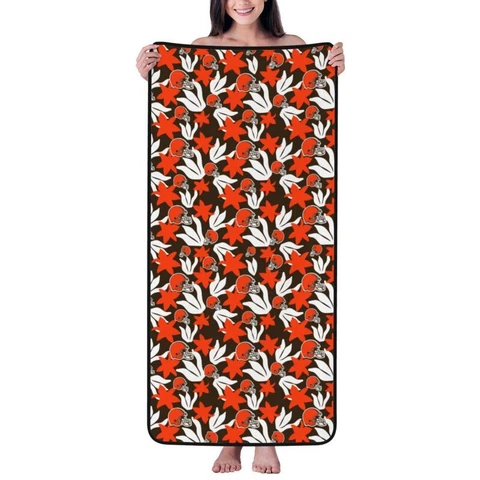 Cleveland Browns Soft Coral Velvet Bath Towel Soft Travel Bath Towel 27x55in Cover
