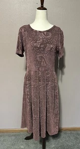 NEW LULAROE Size L Amelia Dress Black Elegant Rose Color -Short Sleeve Pockets - Picture 1 of 9