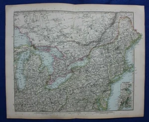 Mapa antiguo original EE. UU., MAINE, VERMONT, NUEVA YORK, PENNSYLVANIA, Stieler, 1891 - Imagen 1 de 7