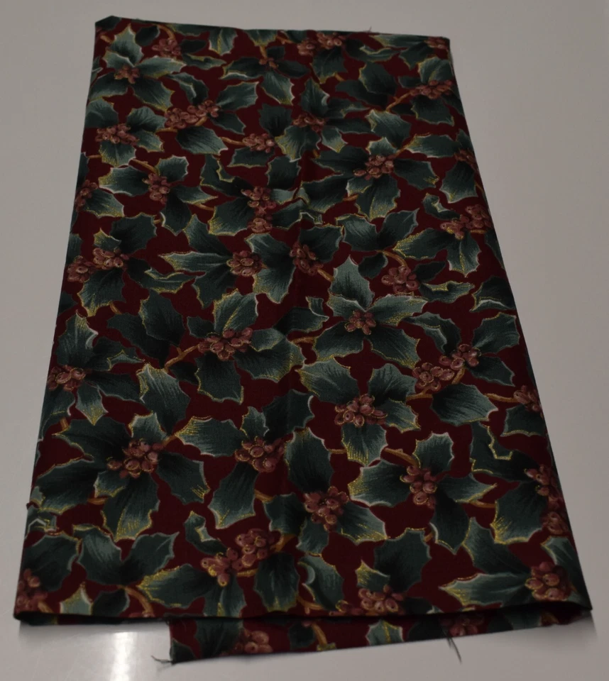 1/2 yard x 42" COTTON winter silhouette RJR FASHION FABRICS leaves berries mauve - Image 1 of 2