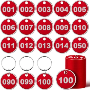 Tandefio 1-100 Numbered Key Tags round Key ID Tags Aluminum Alloy Metal Number - Picture 1 of 12