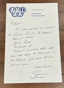 Stan Mikita signierter Brief authentisches Autogramm Beckett COA Pierre Pilot Inhalt - Bild 1 von 4