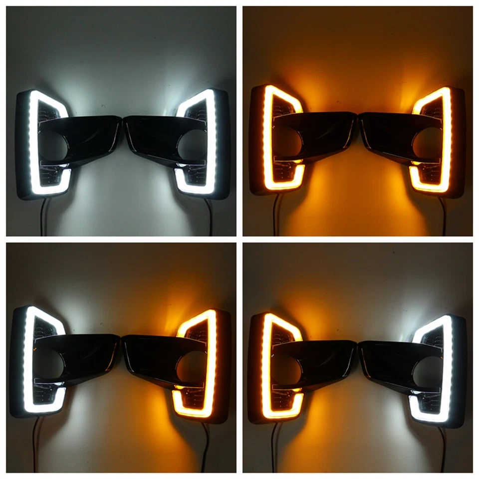 For Toyota Hilux Revo Rocco 2018 LED Daytime Running Lights Fog Lamps 12V L+R — 第 1/4 张图片