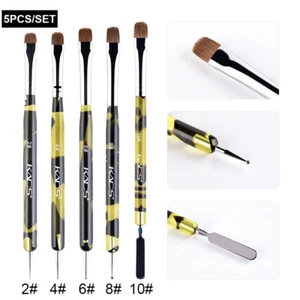 KADS 5pcs French Gel Acrylic Nail Art Kolinsky Clean Brush Set with Dotting Tool - Picture 1 of 12