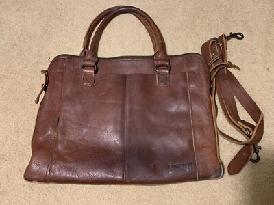 Duluth Trading Co. Messenger Laptop Bag Brown Leather Double Handle Top Zip - Изображение 1 из 4