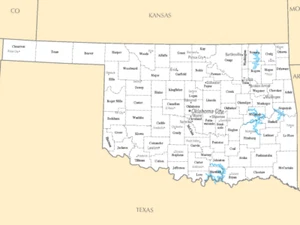 MAPA DEL CONDADO DE OKLAHOMA MAPA BRILLANTE PÓSTER FOTO IMPRESIÓN ciudad condados 3403 - Imagen 1 de 1