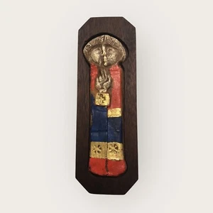 Rara Icona Cristiana Greco Ortodossa in Terracotta e Legno Anni 60 Fatta a Mano - Imagen 1 de 8