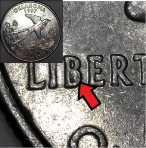 2008-P Oklahoma Die Chip Filled "B" Error/Variety Circ. Washington State Quarter - Picture 1 of 4