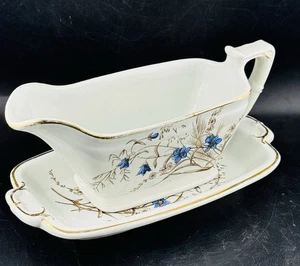 Antica barca Royal Stone China Wedgwood blu floreale Gravy 8 3/4" RARA - Foto 1 di 10