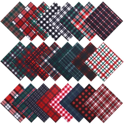 Cuadrados de tela navideña 50 piezas 8x8 pulgadas a cuadros de búfalo para manualidades de costura hágalo usted mismo Foto 1 de 4