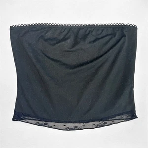 Women’s Size Medium y2k Strapless Bandeau Tube Top Lace Trim Retro 90's Black - Picture 1 of 10