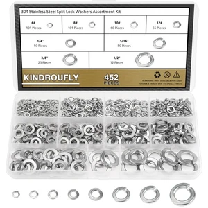 452 Stück 304 Edelstahl Sicherungsscheiben, geteilte Sicherungsscheiben, 8 Größen Spri... - Bild 1 von 7