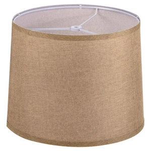 Drum Lamp Shades Linen Round Lamp Shade Lampshade Bright Brown 11.6 inch - Picture 1 of 7