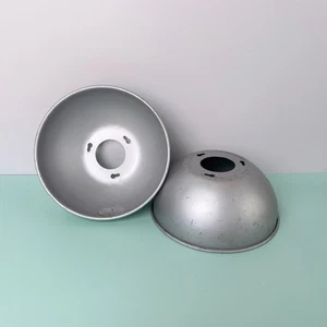 Vintage Industrial Galvanised Steel Pendent Ceiling Light Shades Factory Pair - Picture 1 of 7