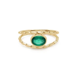 Anillo de ónix verde 925 plata esterlina chapado en oro caña dividida... - Imagen 1 de 6