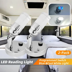 2 X 12V RV Interior LED Crystal Swivel Reading Light Wall Mount Bedside Lamp - Picture 1 of 6