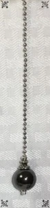 Handcrafted Hematite Semi Precious Gemstone Crystal Black Grey Silver Fan Pull - Picture 1 of 3
