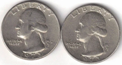 1973 Philadelphia and Denver Circulated 2 Washington Quarter Coins! - Image 1 of 2