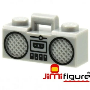 NEW LEGO Minifigure Utensil Radio Boom Box Cassette Light Bluish Grey 93221pb03 - Picture 1 of 1