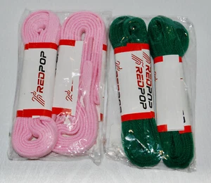 New Set of 4 RedPop Pink and Dk Green Flat Shoe Laces 4 Pairs Total All 36" Long - Picture 1 of 7