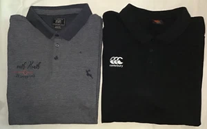 MENS POLO SHIRTS x 2 CANTERBURY BLACK + F&F BLUE STRIPED SIZE 3XL #1258 - Picture 1 of 21