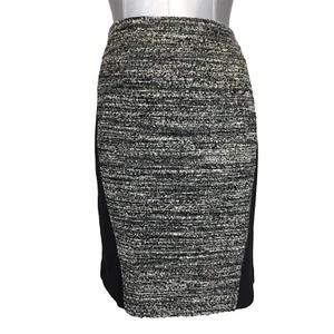 Ann Taylor 6 Mittel Bleistiftrock schwarz grau Tweed Farbe Block gefüttert Schurwolle bl - Bild 1 von 5