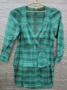 New Fashion To Figure Kathleen Wrap V Neck Dress Green Size 1 - Picture 1 of 6