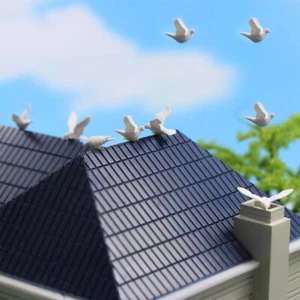 24pcs Échelle O 1:43 Miniature Jouet Oiseau en Plastique Colombe de la Paix - Photo 1/7