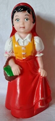 Pupazzo in gomma Cappuccetto Rosso, no Ledra, vintage con sonetto - Immagine 1 di 4