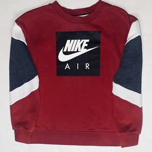 Nike Air Kid’s Sweatshirt Red Black Logo Pullover Size L  6-7 Yrs Vintage Style - Picture 1 of 5
