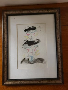 Gesichter Tusche auf Papier gerahmt Passepartout Kunst von Michael Close 2002, Picasso inspiriert - Bild 1 von 6