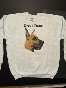 De colección: Sudadera grande Great Dane manga raglán ceniza NOS.  Estados Unidos.  Teletrend - Imagen 1 de 7