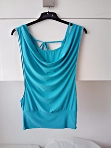 Attentif Paris Blue Top With Attached Vest & Diamante Sides Size S - Picture 1 of 6