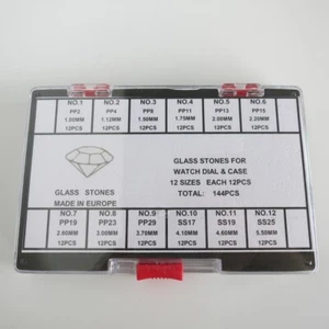 GF8116M Assortment of Glass Stones for Watch Dial Case 12 Sizes PP2-SS25 - Picture 1 of 6