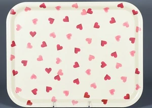 EMMA BRIDGEWATER PINK HEARTS Melamine Birch Wood Rectangular Tray Sweden 11"x14" - Picture 1 of 3