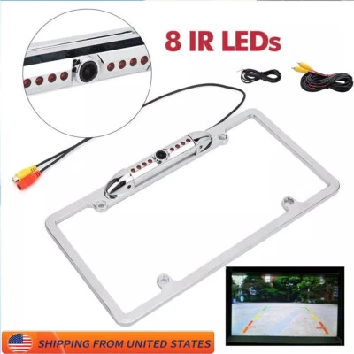 Cámara de Retroceso Estacionamiento Reverso Placa Marco Coche Vista Trasera Plateado 170° Foto 1 de 4