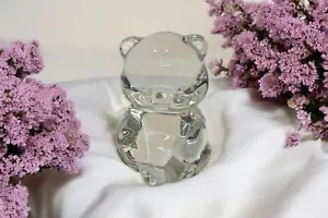 Vintage Fenten Art Glass Clear Sitting Teddy Bear Paperweight Figurine 3.5" - Picture 1 of 8