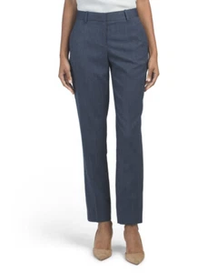 $255 NWT Theory Testra 2b Wool Blend Cropped Spring Navy Multi Pants sz 4 - Picture 1 of 7