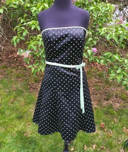 Jessica McClintock Gunne Sax Damen trägerloses Kleid Junior 9/10 grün gepunktet - Bild 1 von 5