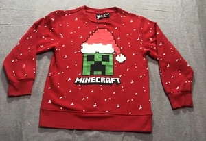 Minecraft Holiday Sweater Boy's Medium Graphic Print Christmas Casual Red - Picture 1 of 17
