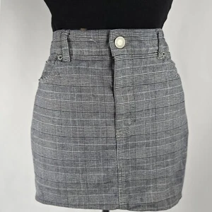 American Eagle hoch geschnittener Minirock Super Stretch kariert grau Größe 12 Y2k Academia - Bild 1 von 11