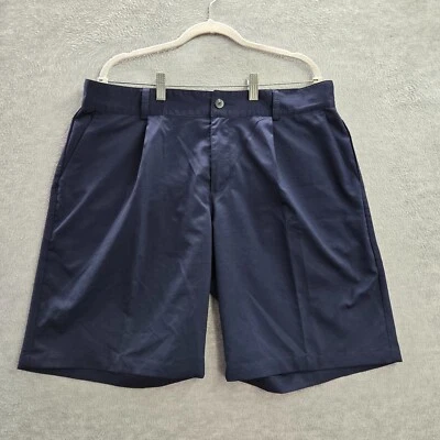 Pantalones Cortos Adidas Hombres 36 Azul Chino Golf Climalite Logo Plisado Bolsillos 10" Entrepierna Foto 1 de 4