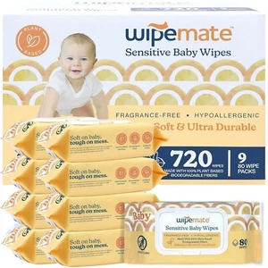 Toallitas para bebés premium verificadas por Wipemate EWG, 99 % a base de agua, ultra suaves. Caja dañada - Imagen 1 de 6
