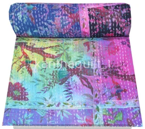 Vintage Patchwork Kantha Quilt Blanket Indian Bedspread Coverlet Throw Art - Picture 1 of 5